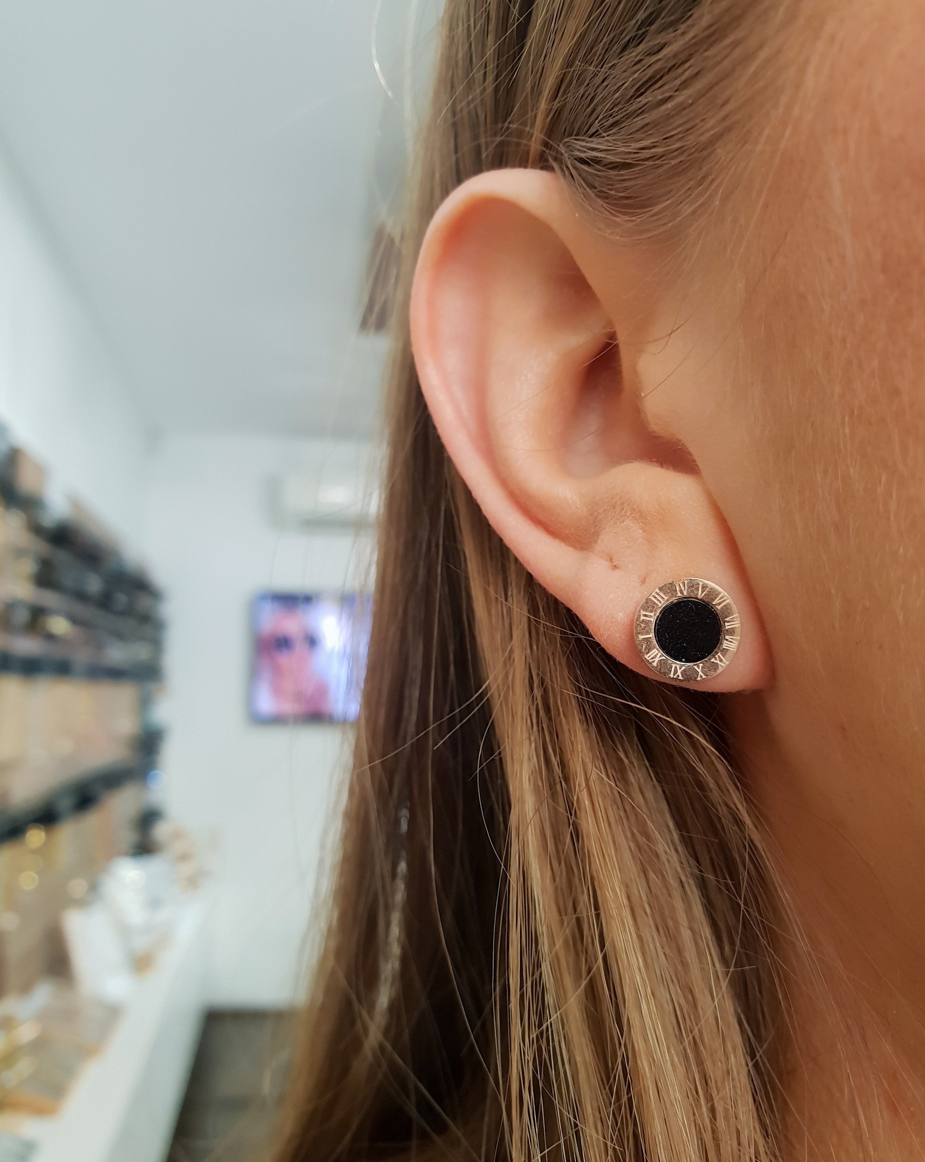 Vtični uhani KROGEC | Rose Gold/Black