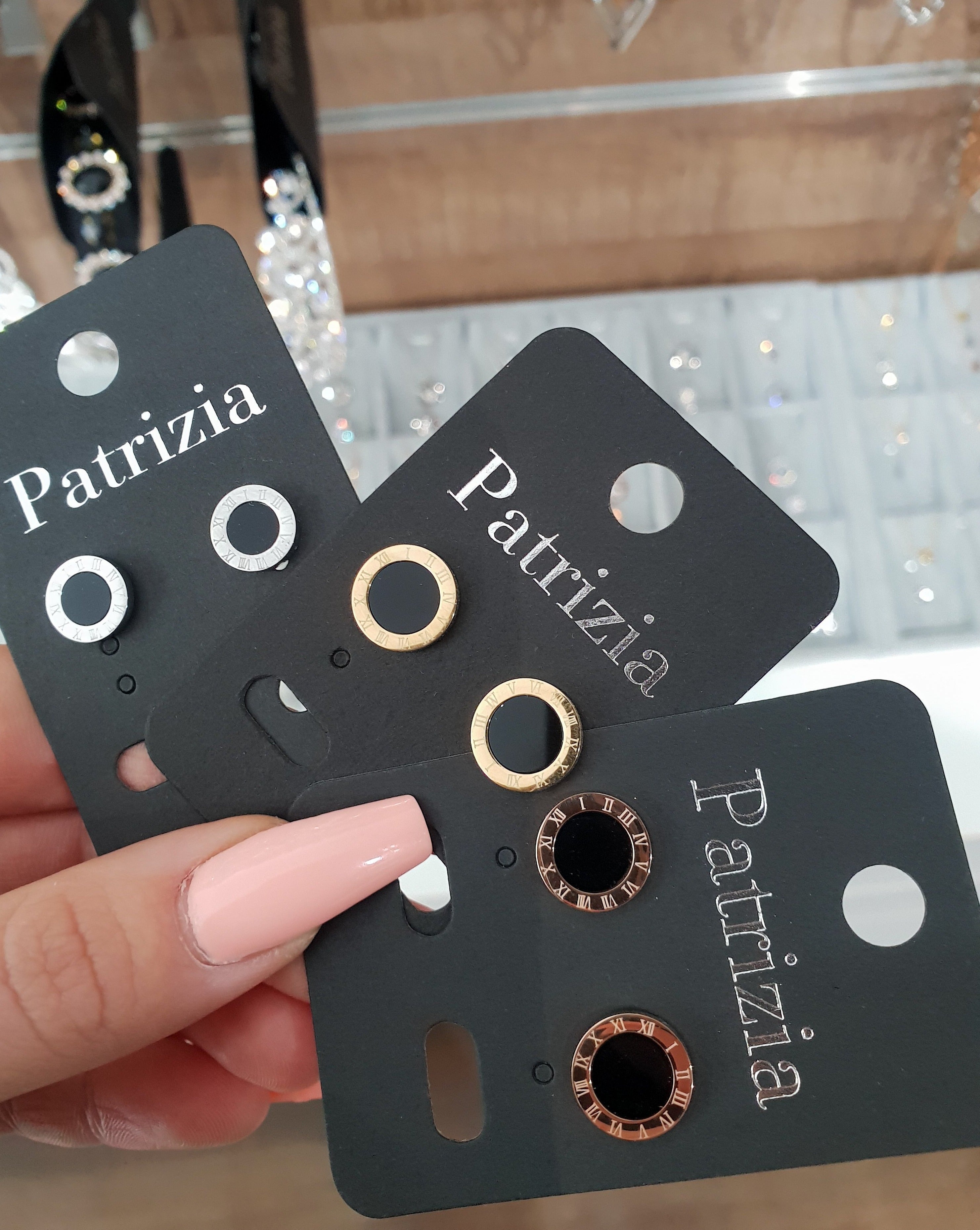 Vtični uhani KROGEC | Rose Gold/Black