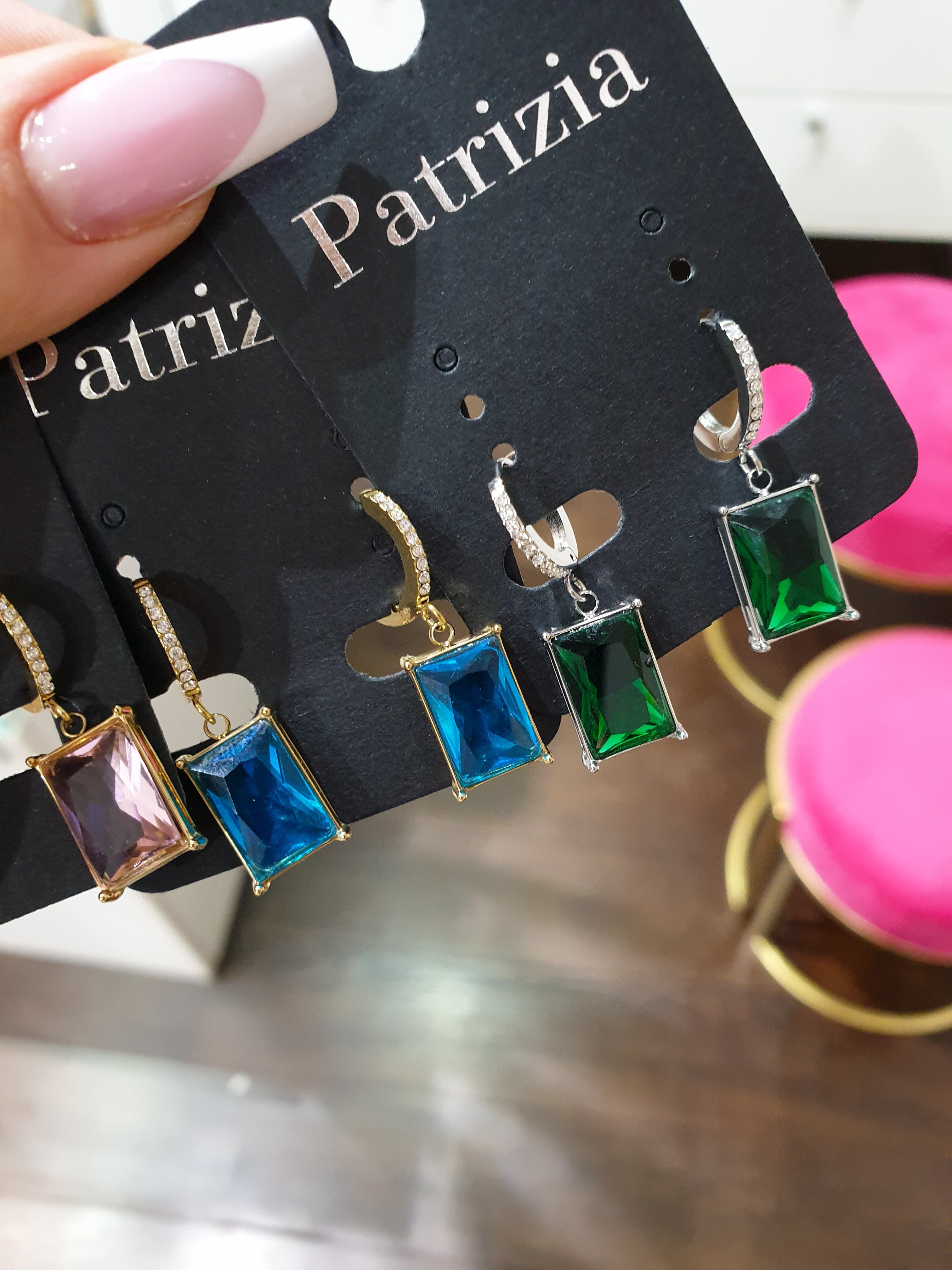 Okrogli uhani GEM Crystals | Različne barve