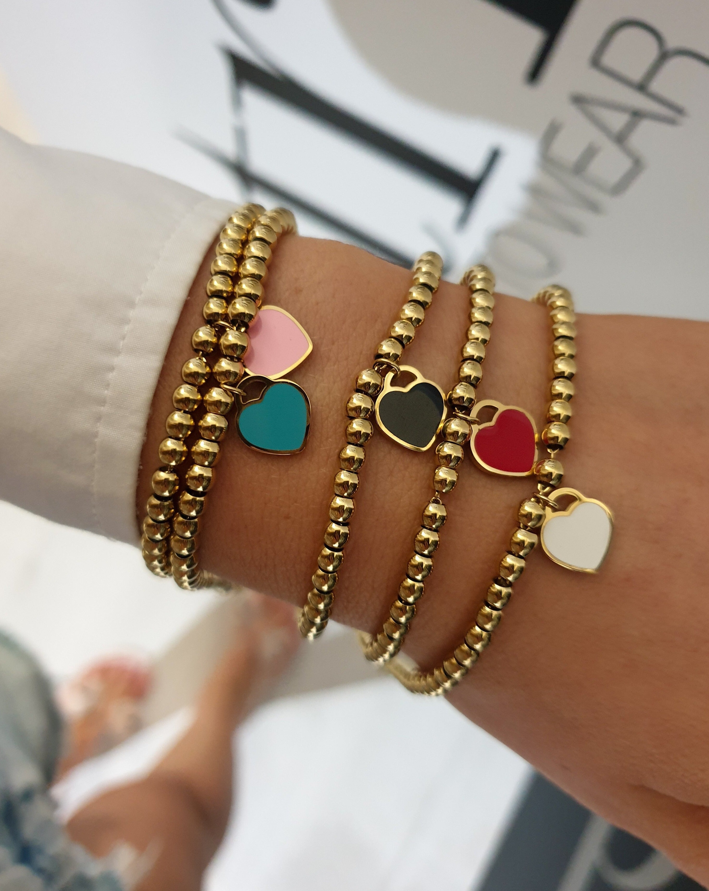 Modna zapestnica s kroglicami Heart | Gold