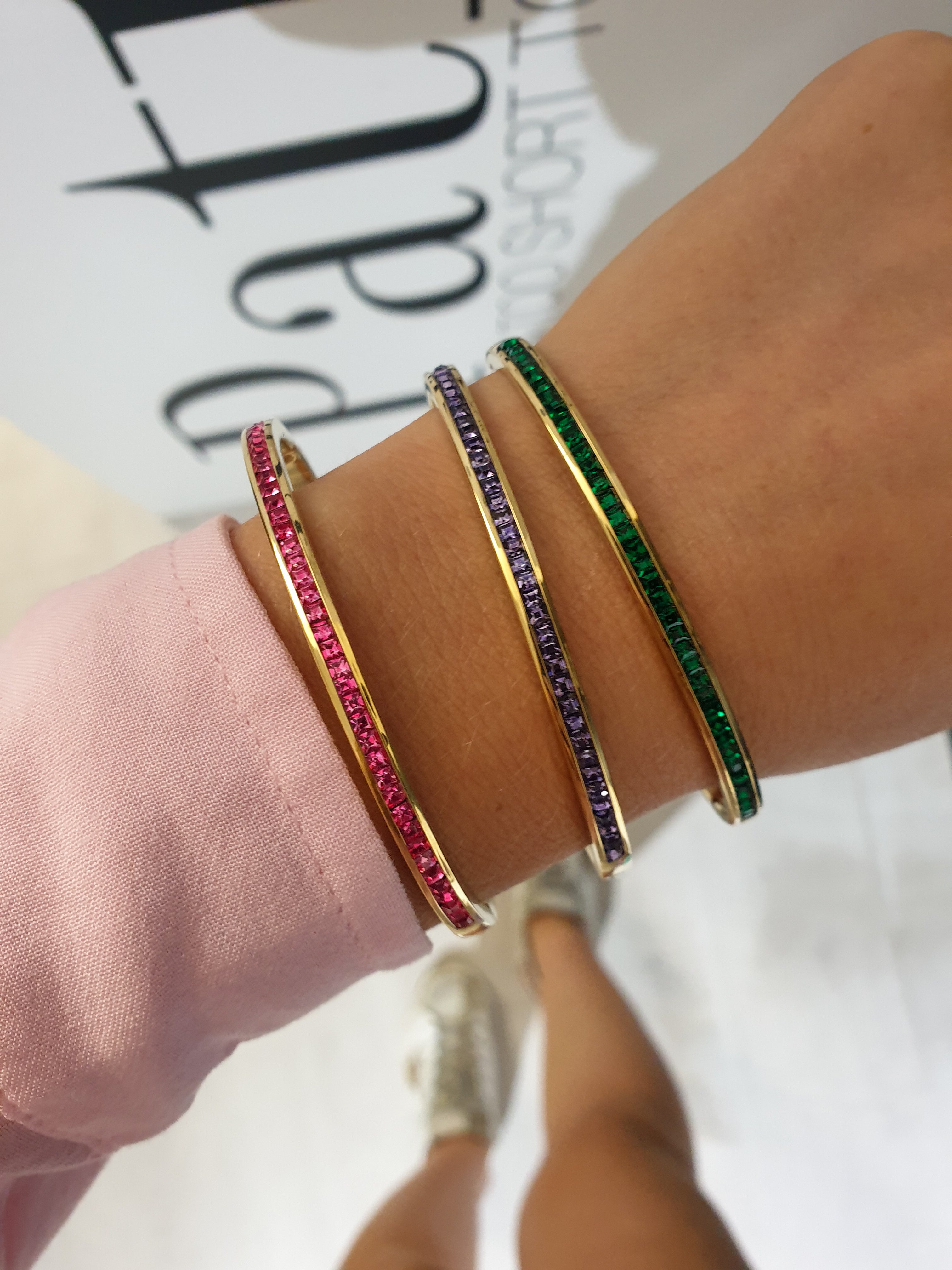 Zapestnica ZIRCON BANGLE COLORS-Gold