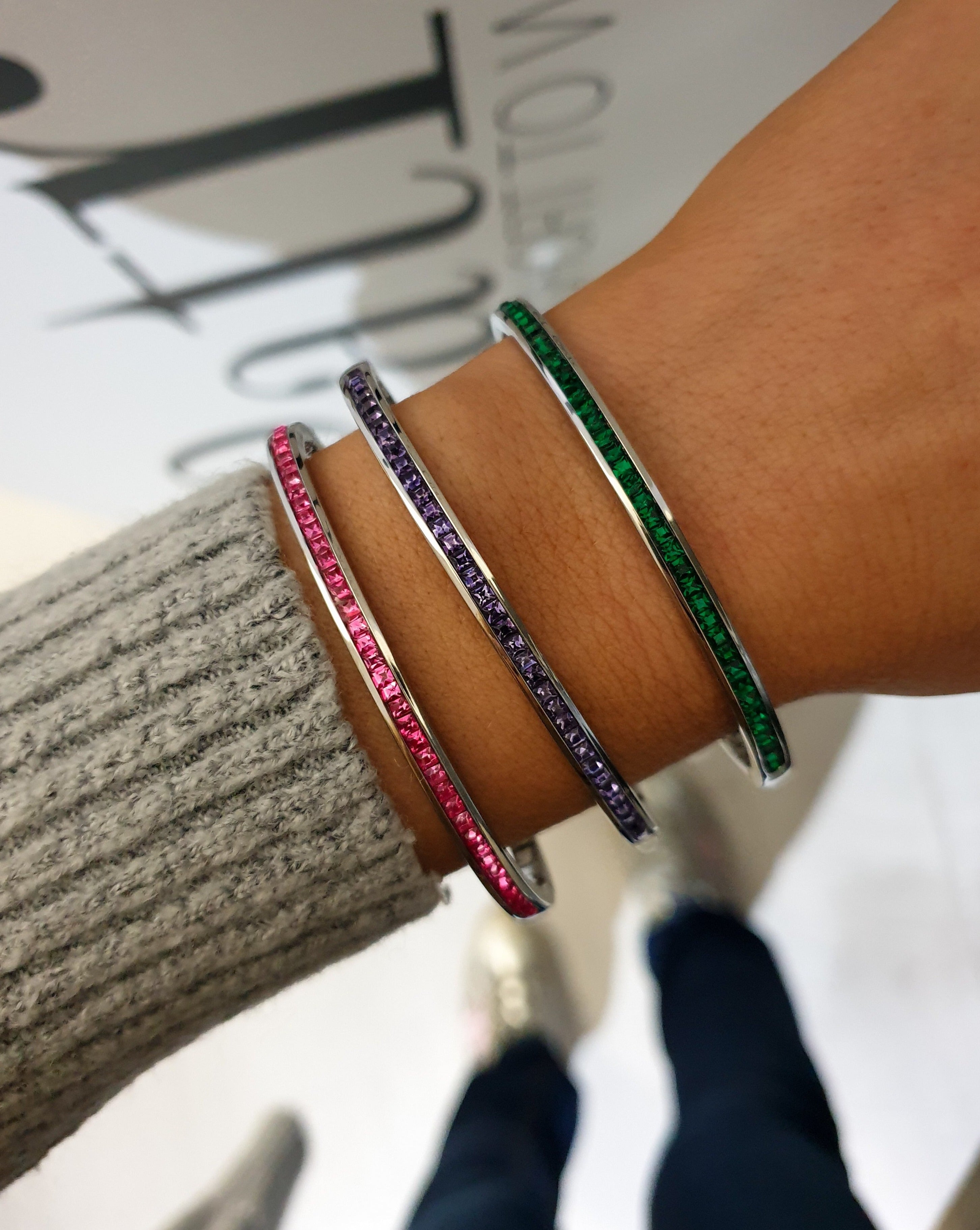 Zapestnica ZIRCON BANGLE COLORS | Silver