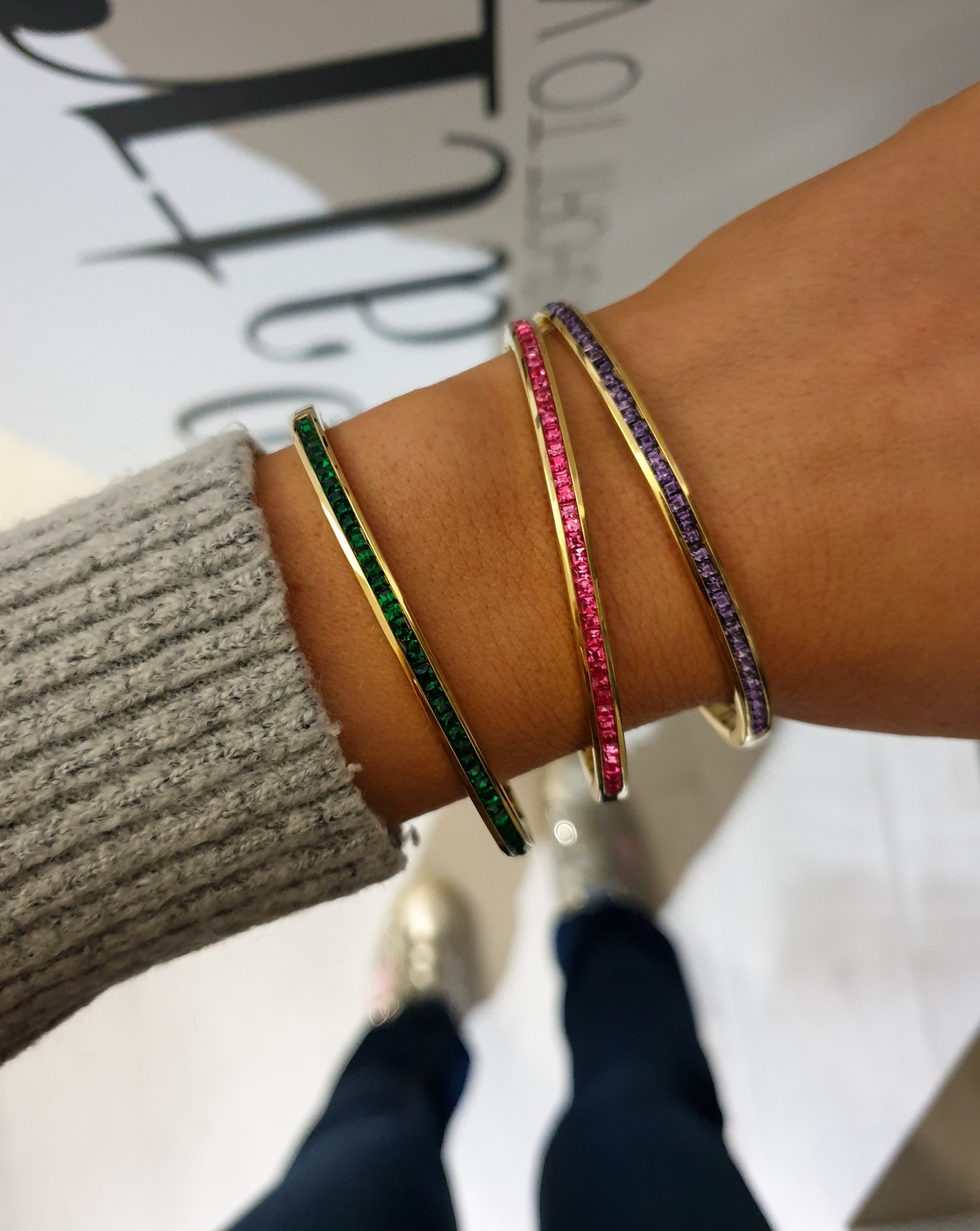 Zapestnica ZIRCON BANGLE COLORS | Gold