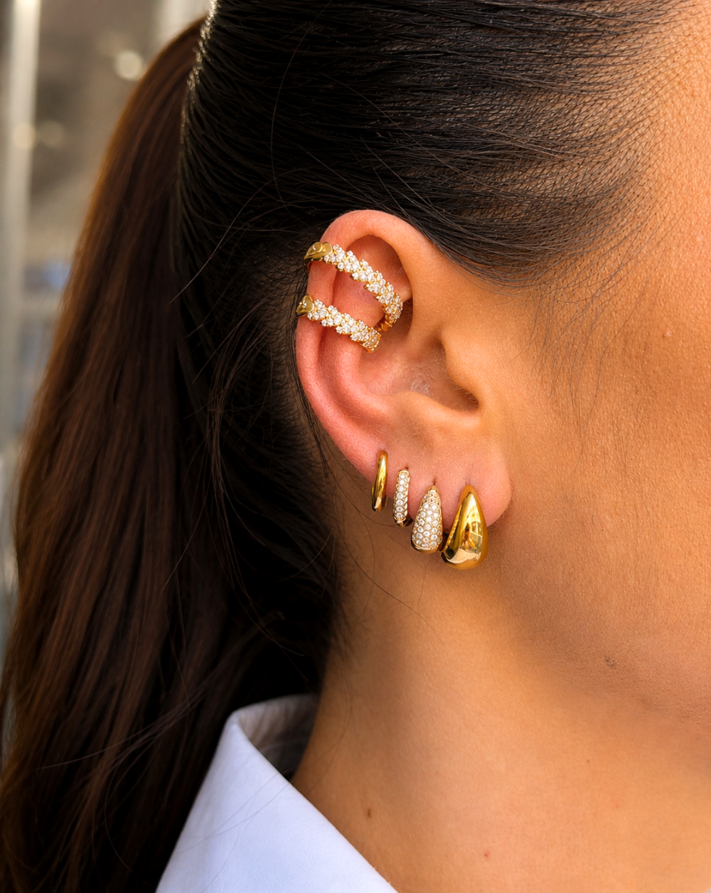 Double earcuff with crystals – trgovina Patrizia , elegant modern jewelry
