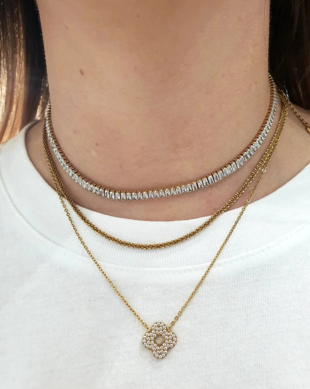 Halskette mit Zirkonen | Silver