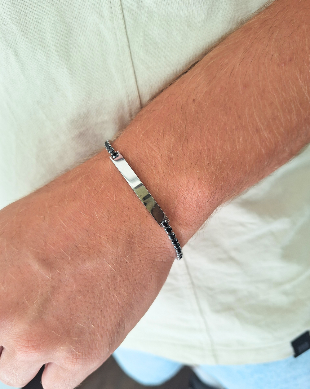 Armband BlackHerrentennis mit Platte | /2,5 mm