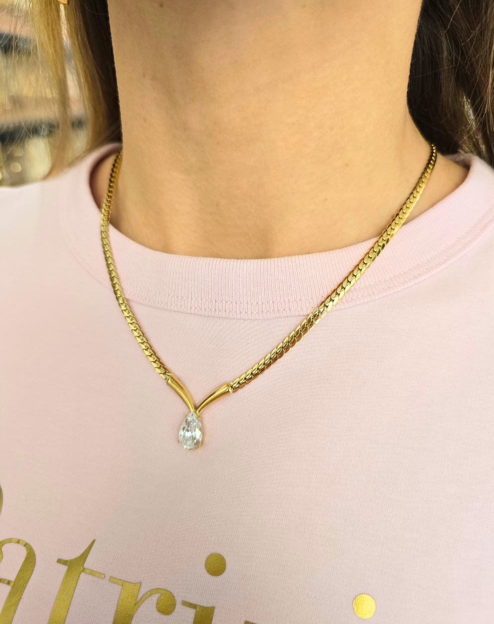 Modna verižica V-CHAIN CRYSTAL