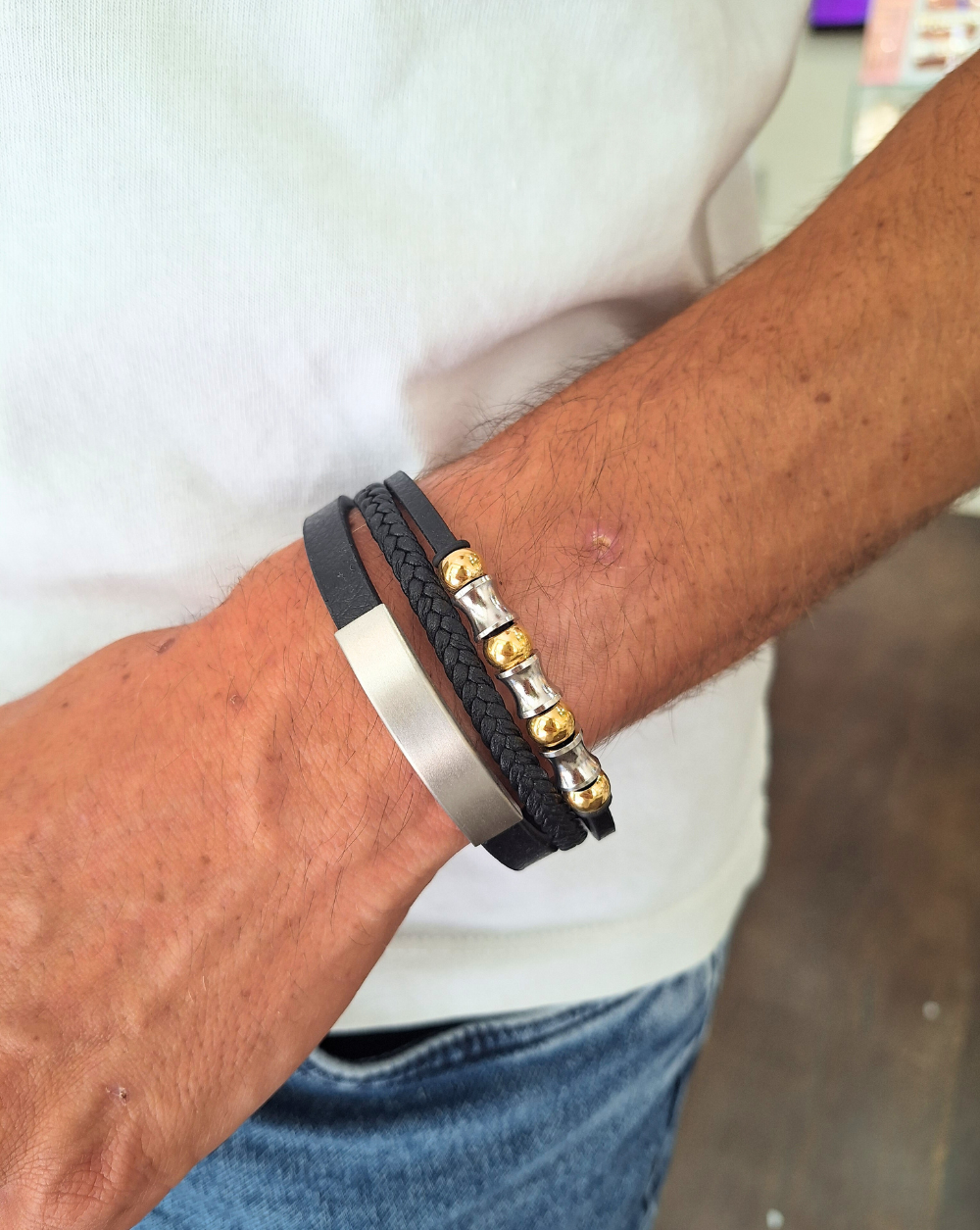 Armband Herren Leder MANLY | Black