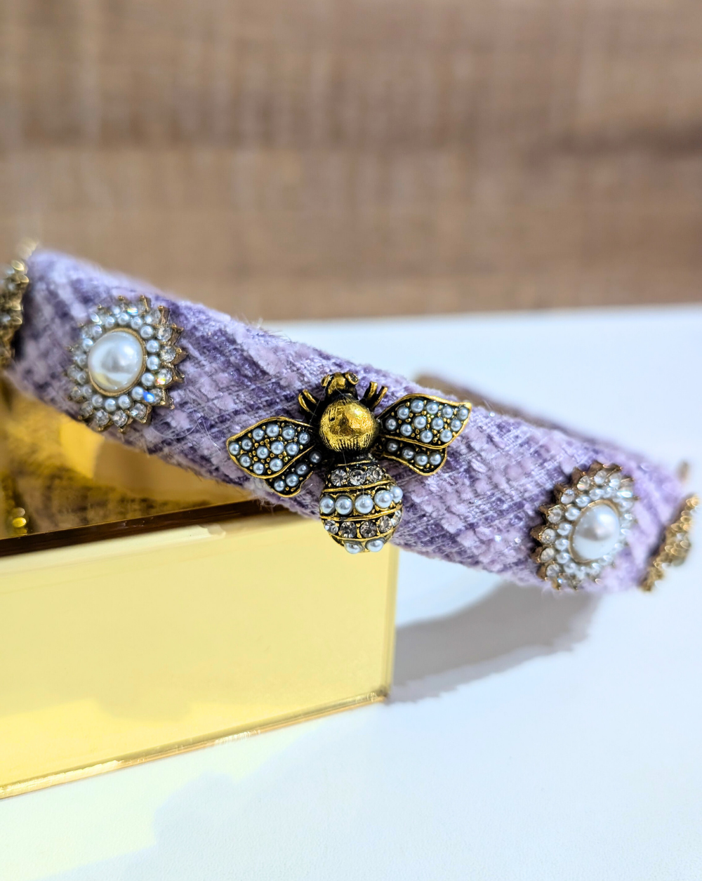 Headband CHIC in tweed look in lilac color Trgovina Patrizia