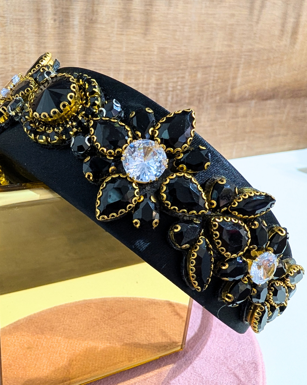 Headband in black with crystals - Trgovina Patrizia