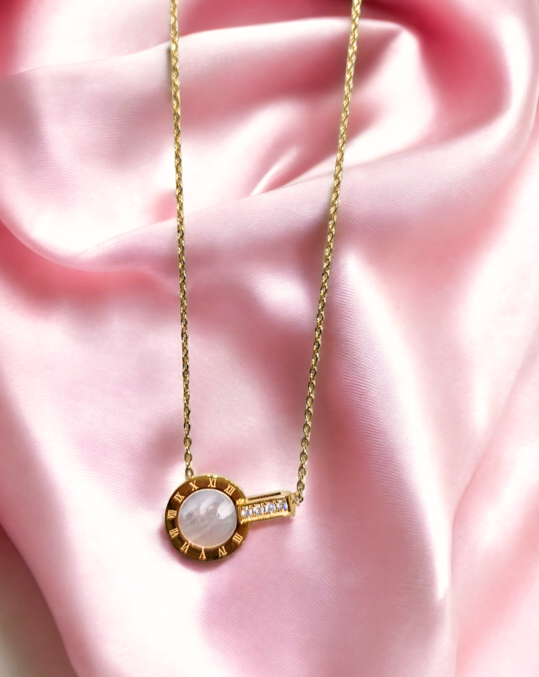 Necklace KROGEC DROP with zircons | Gold/White