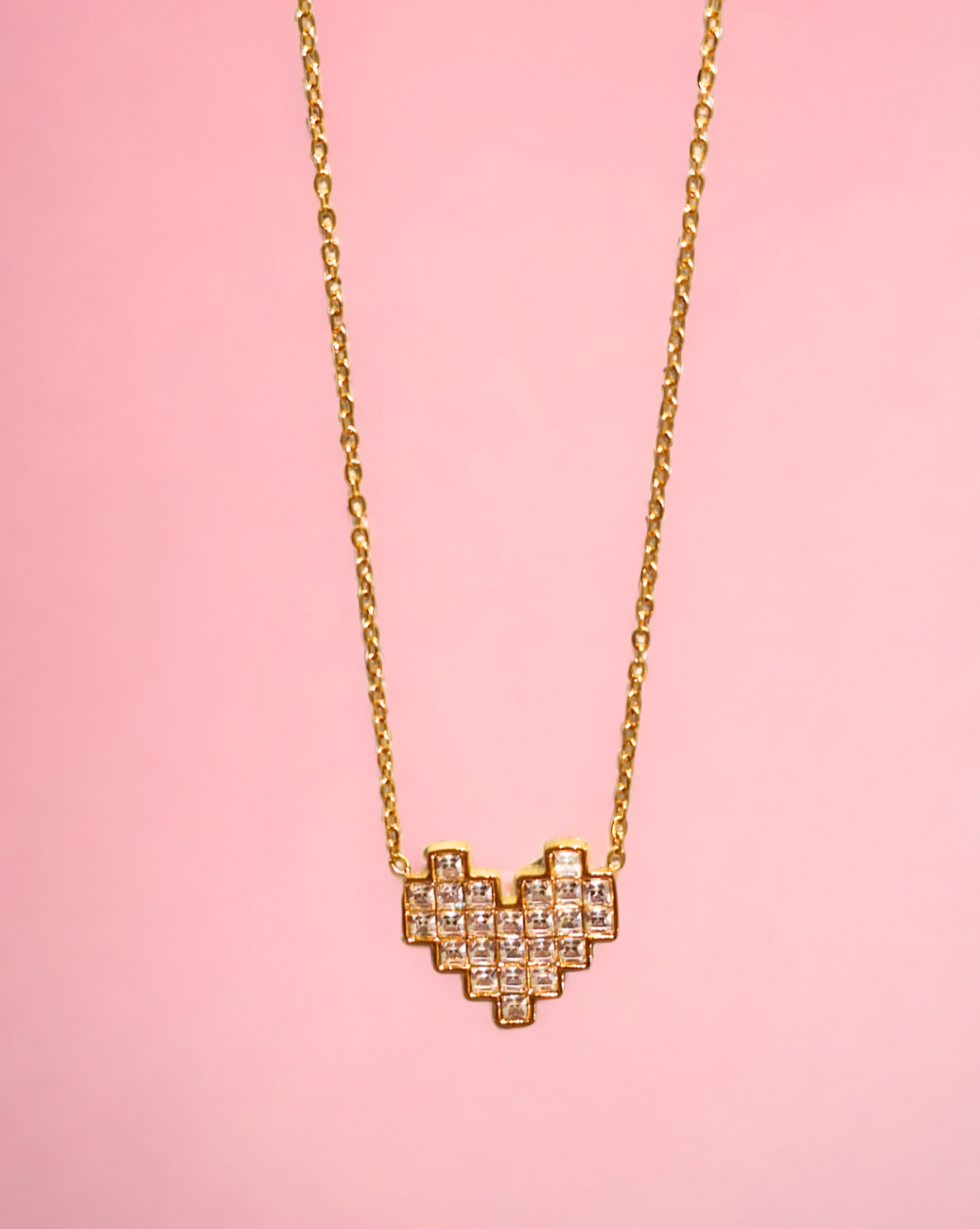 Halskette Pixel Heart | Weiß/Gold
