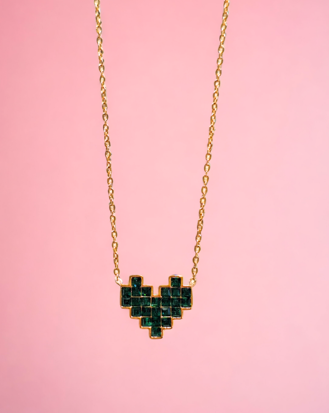 Verižica Pixel Heart | Green/Gold