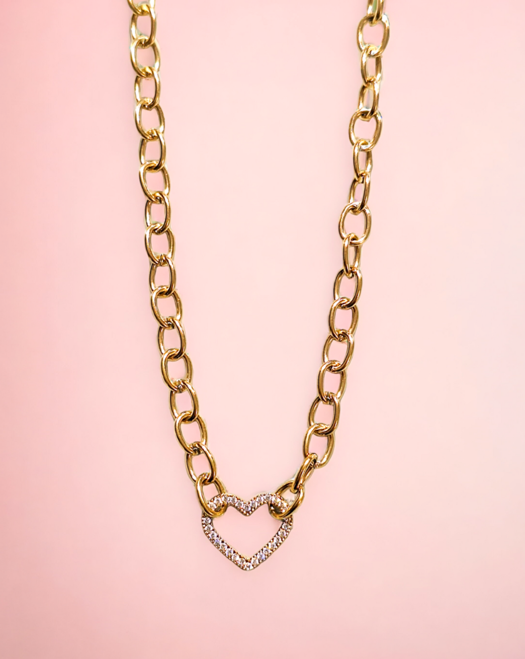 Necklace Link with heart pendant | Gold