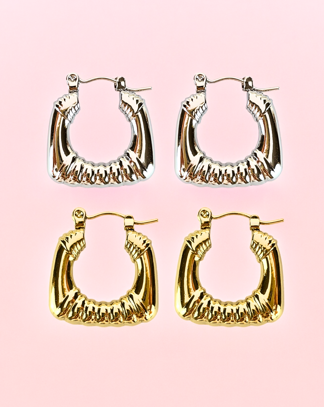Round earrings SQUARE HOOP