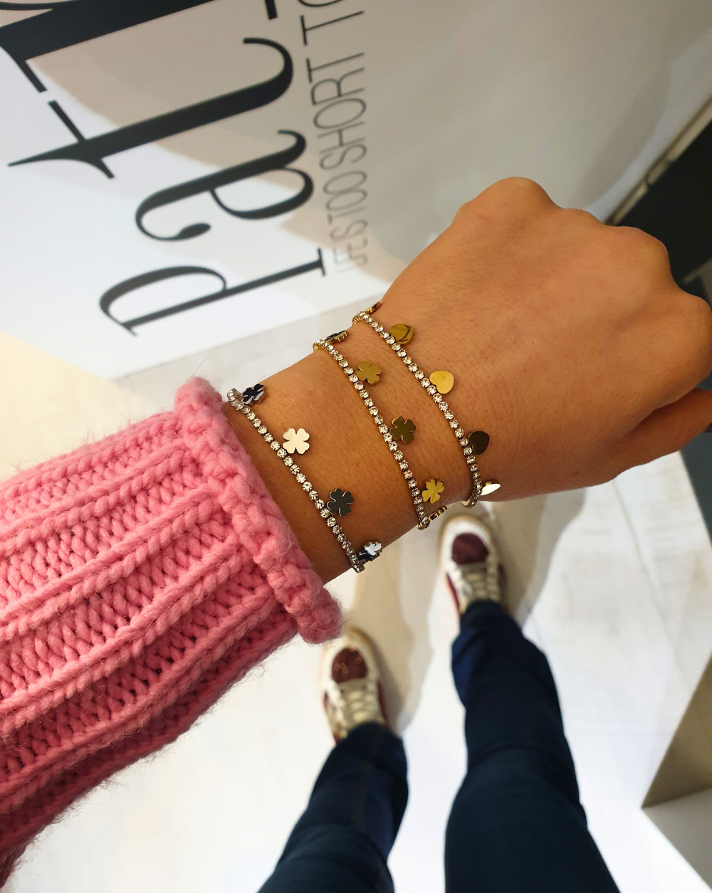 Armband mit Zirkonen TENNIS mit Symbolen