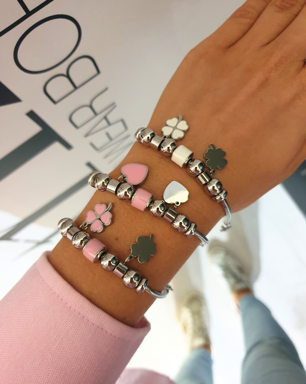 Zapestnica z visečimi obeski CHARM COLORS | Silver