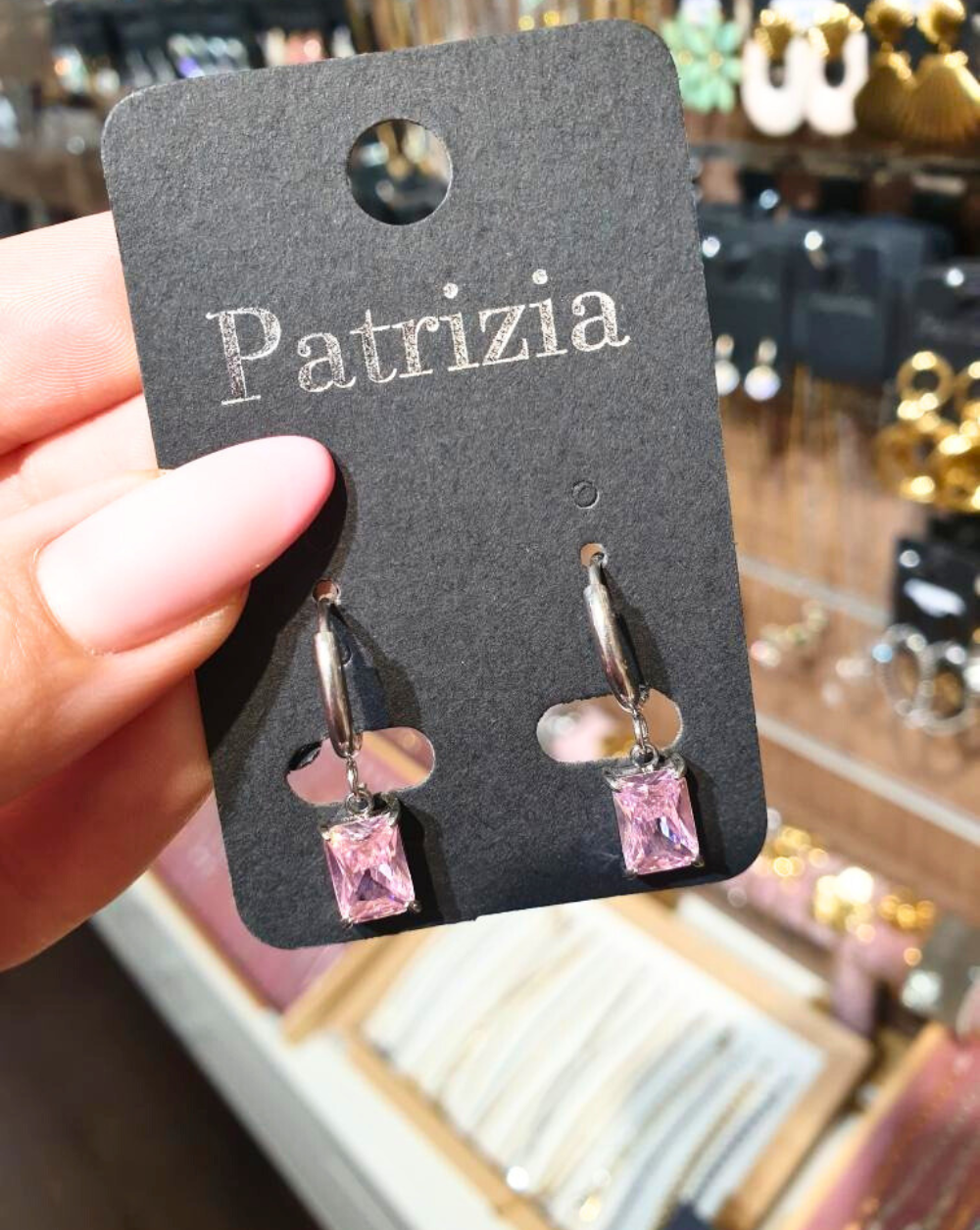 Runde Ohrringe mit Anhänger DANGLING GEM | Verschiedene Farben