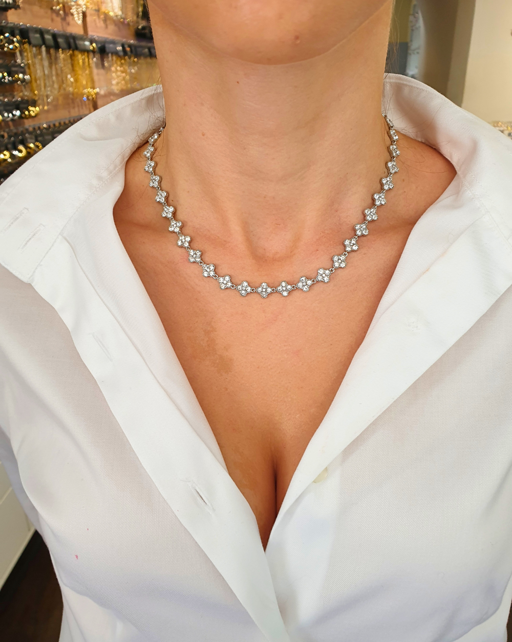 Halskette mit Zirkonen GLAM FLOWERS