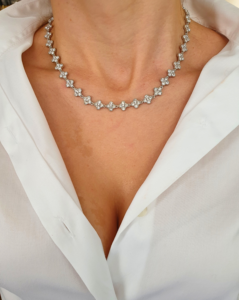 Halskette mit Strasssteinen GLAM FLOWERS | Verschiedene Farben