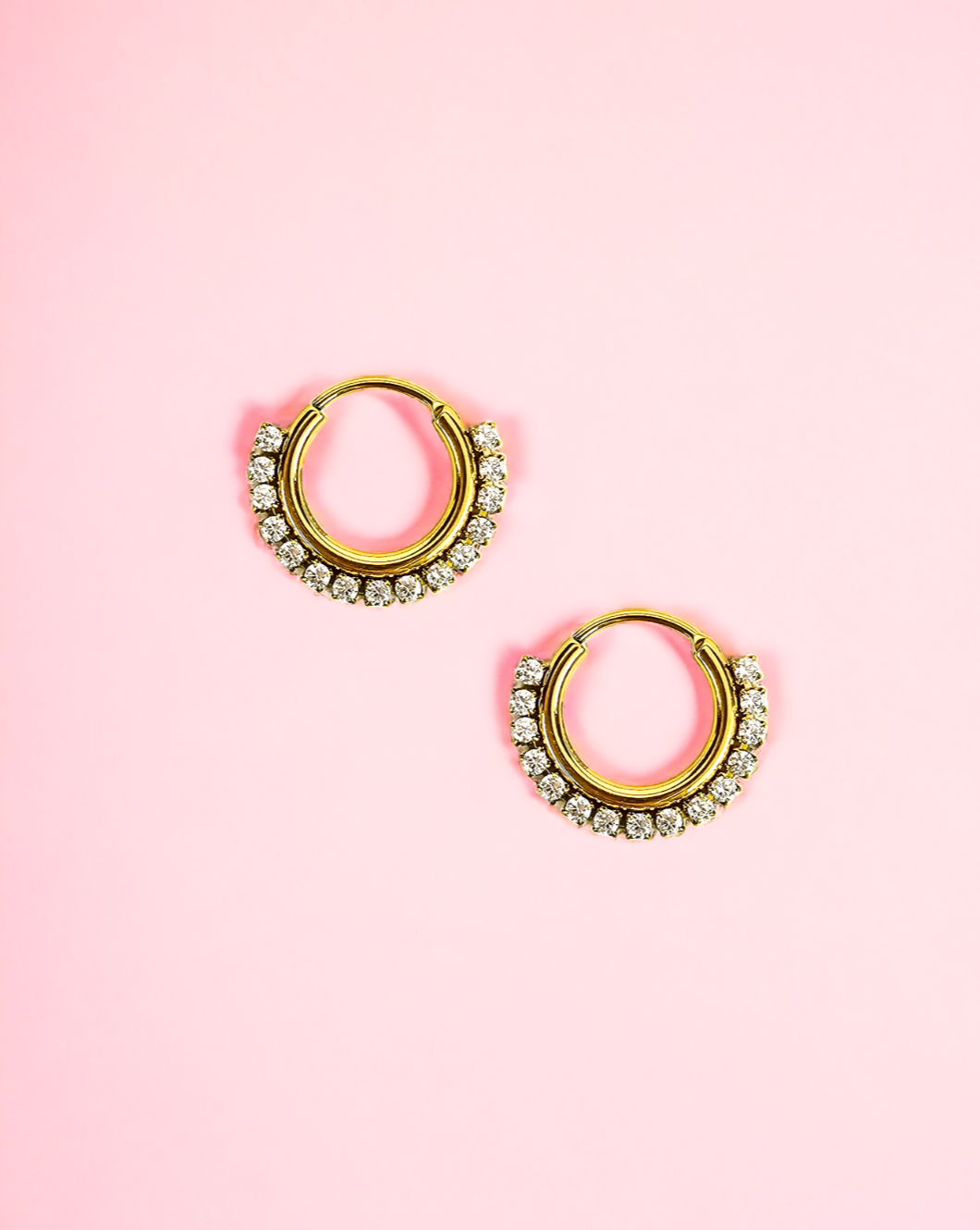 Okrogli uhani RHINESTONE | Gold