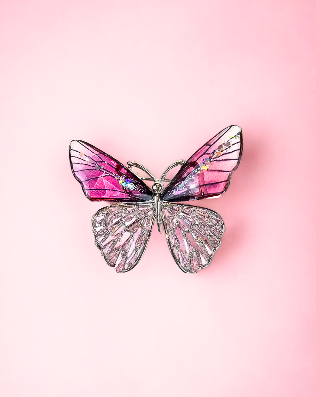 Broška MARIPOSA-Pink/Silver