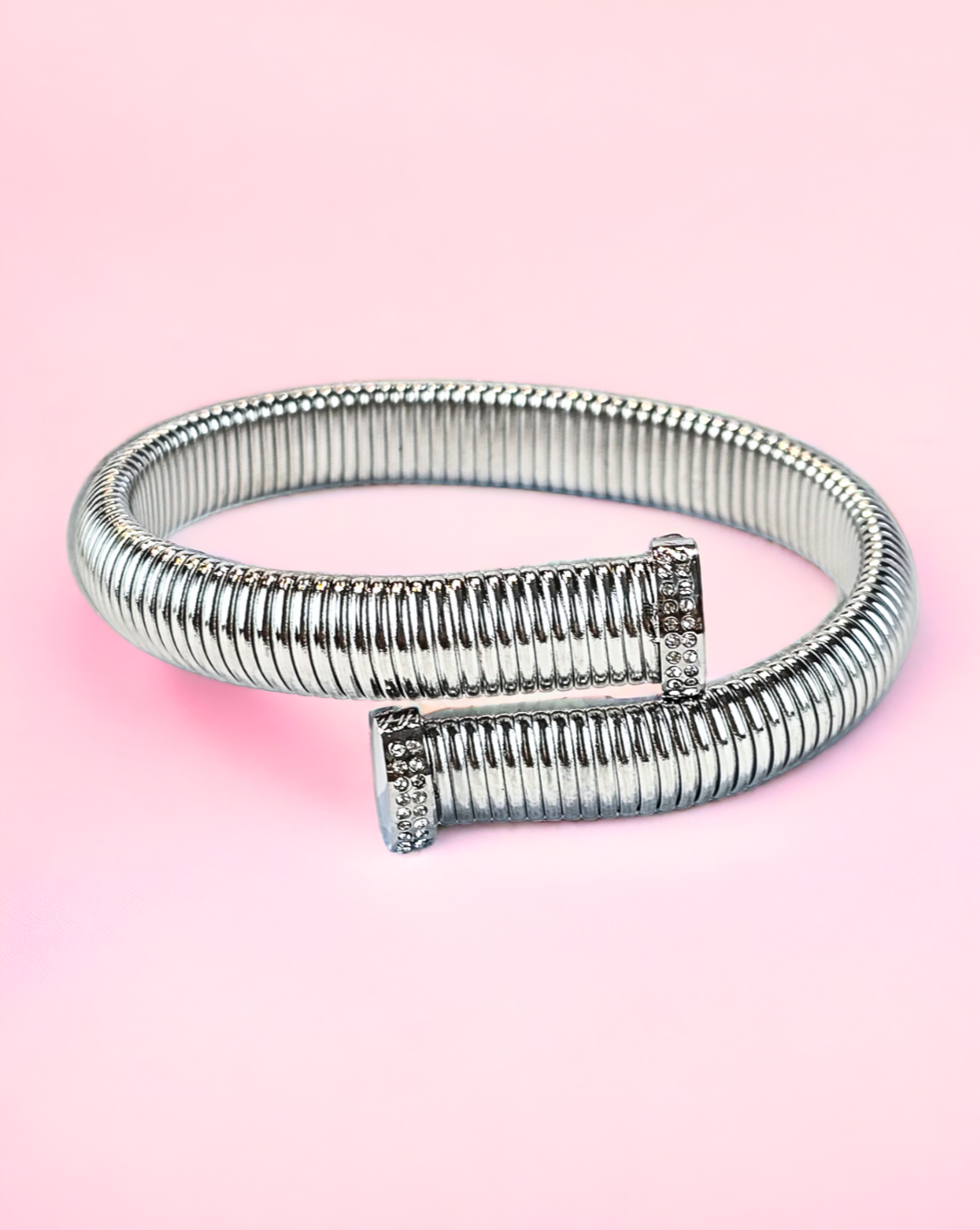 Zapestnica CHUNKY SNAKE Zircons | Silver