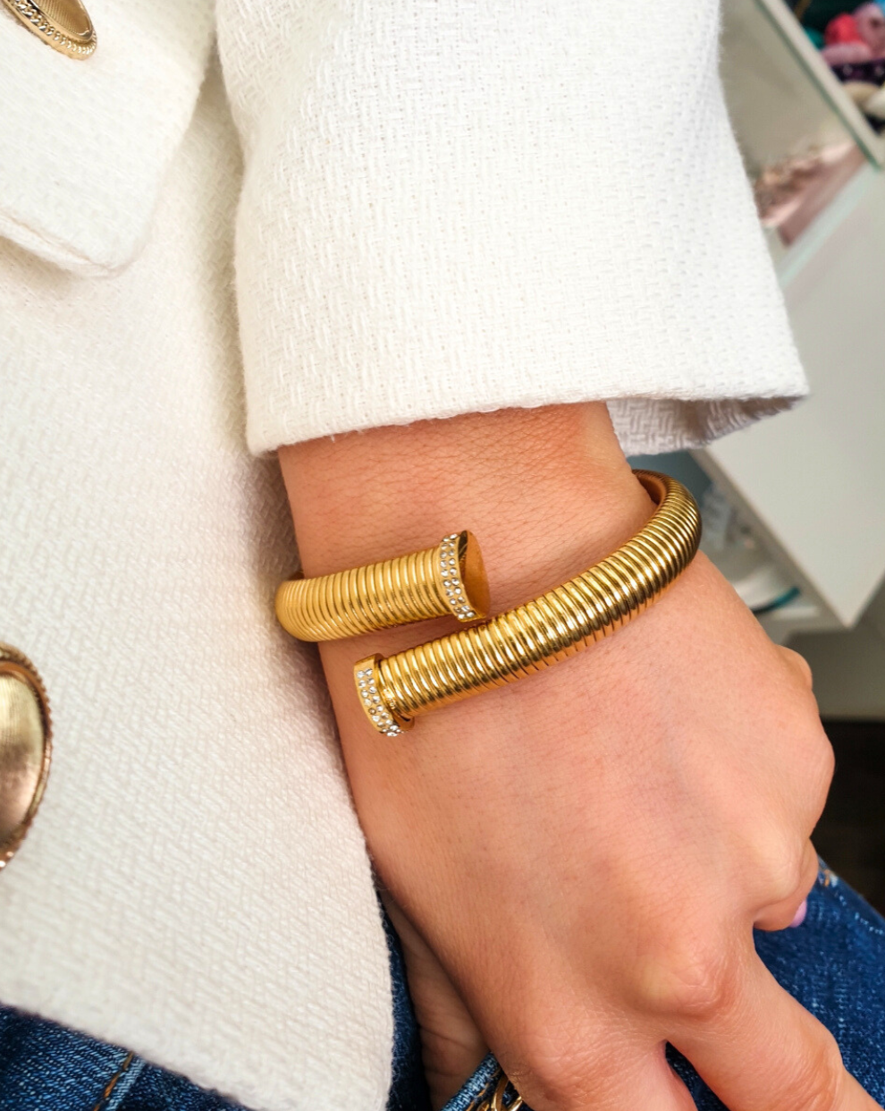 Zapestnica CHUNKY SNAKE Zircons | Gold