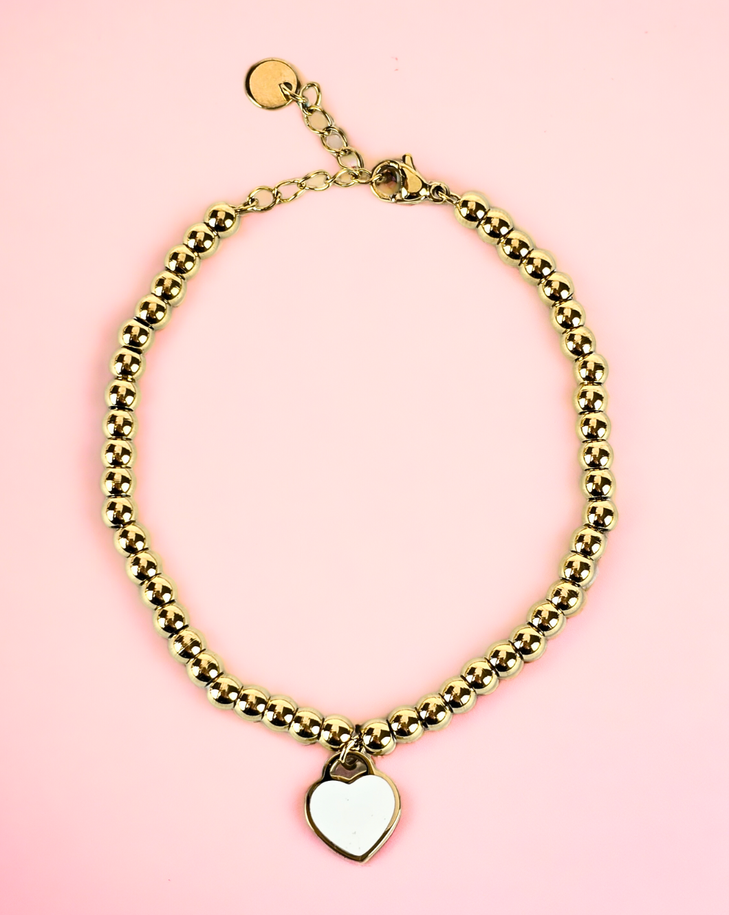 Fashion Bracelet with Heart | Gold beads
