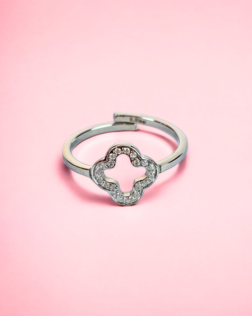 Minimalist Ring FLOWER with zircons
