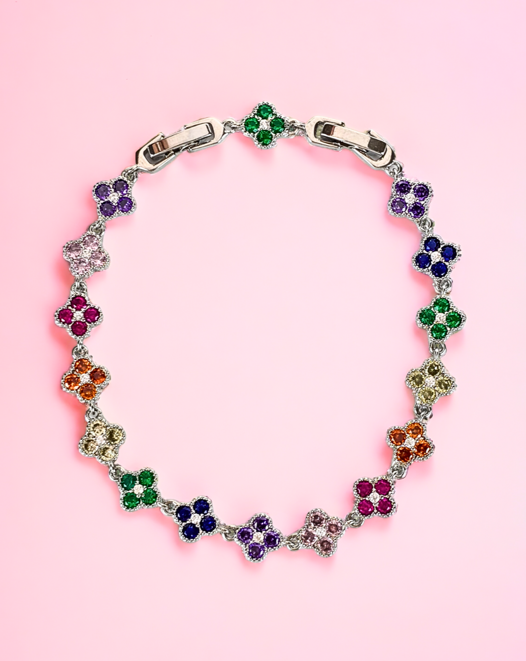 Bracelet with FLORAL zircons | Silver