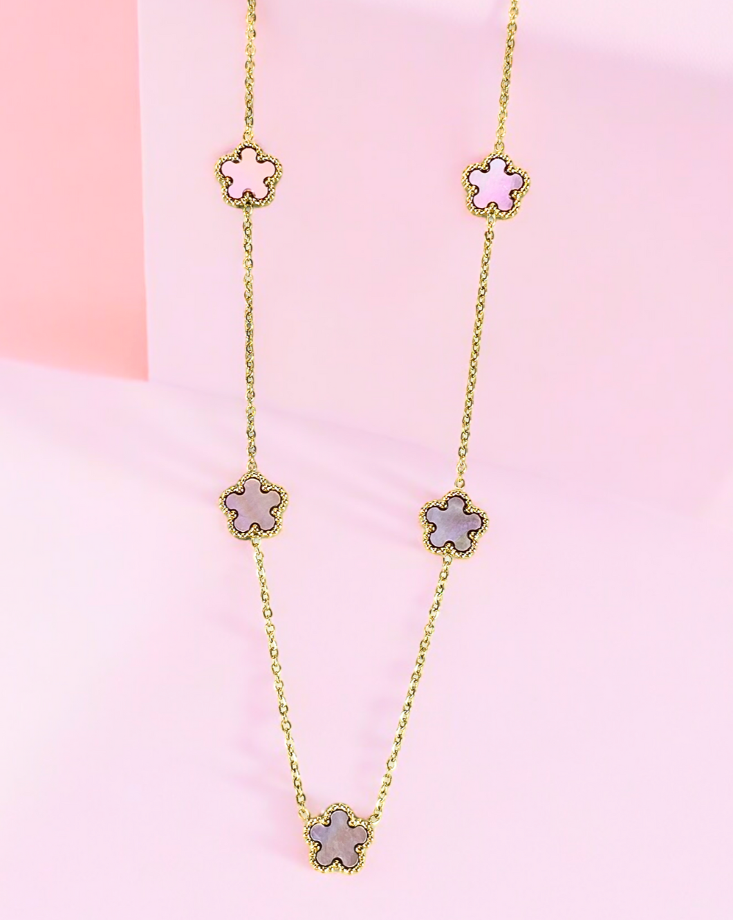 Modna verižica FLOWERS Mini | Pink Shell