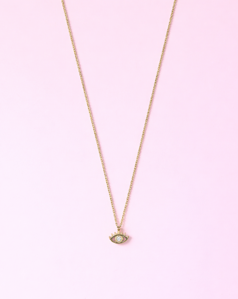 Minimalistična verižica z motivom očesa in kristalčki iz nerjavečega oz. kirurškega jekla – trgovina Patrizia Ljubljana, eleganten diskreten nakit