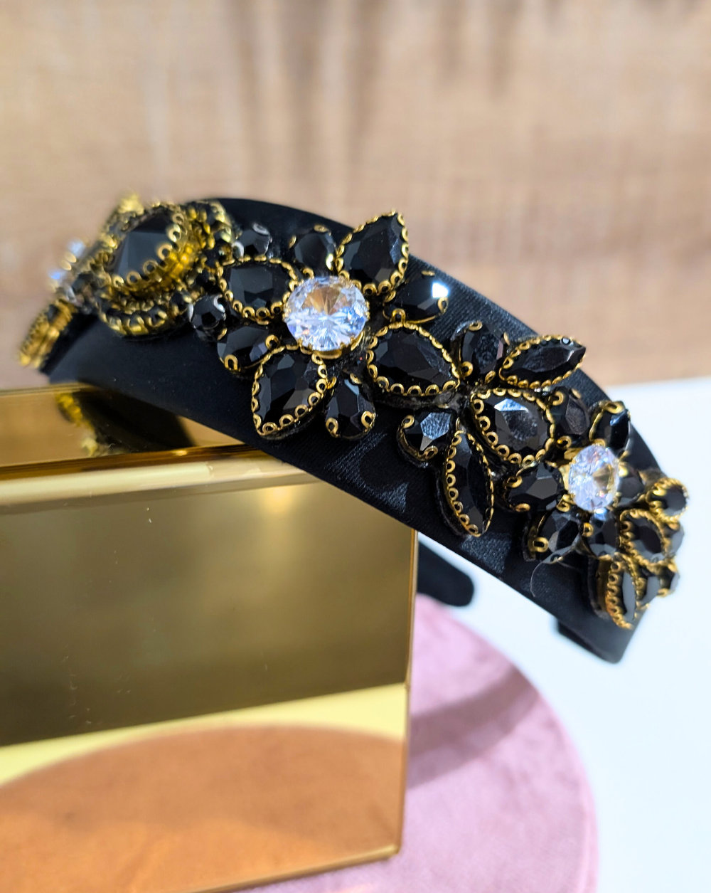 Headband in black with crystals - Trgovina Patrizia