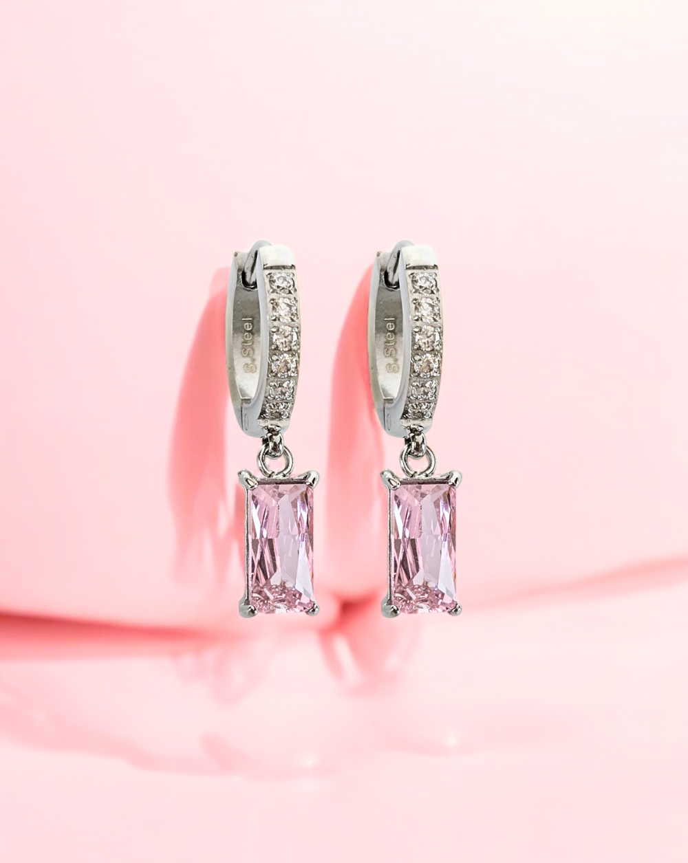 Okrogli uhani z obeskom DANGLING GEM Crystals | Različne barve