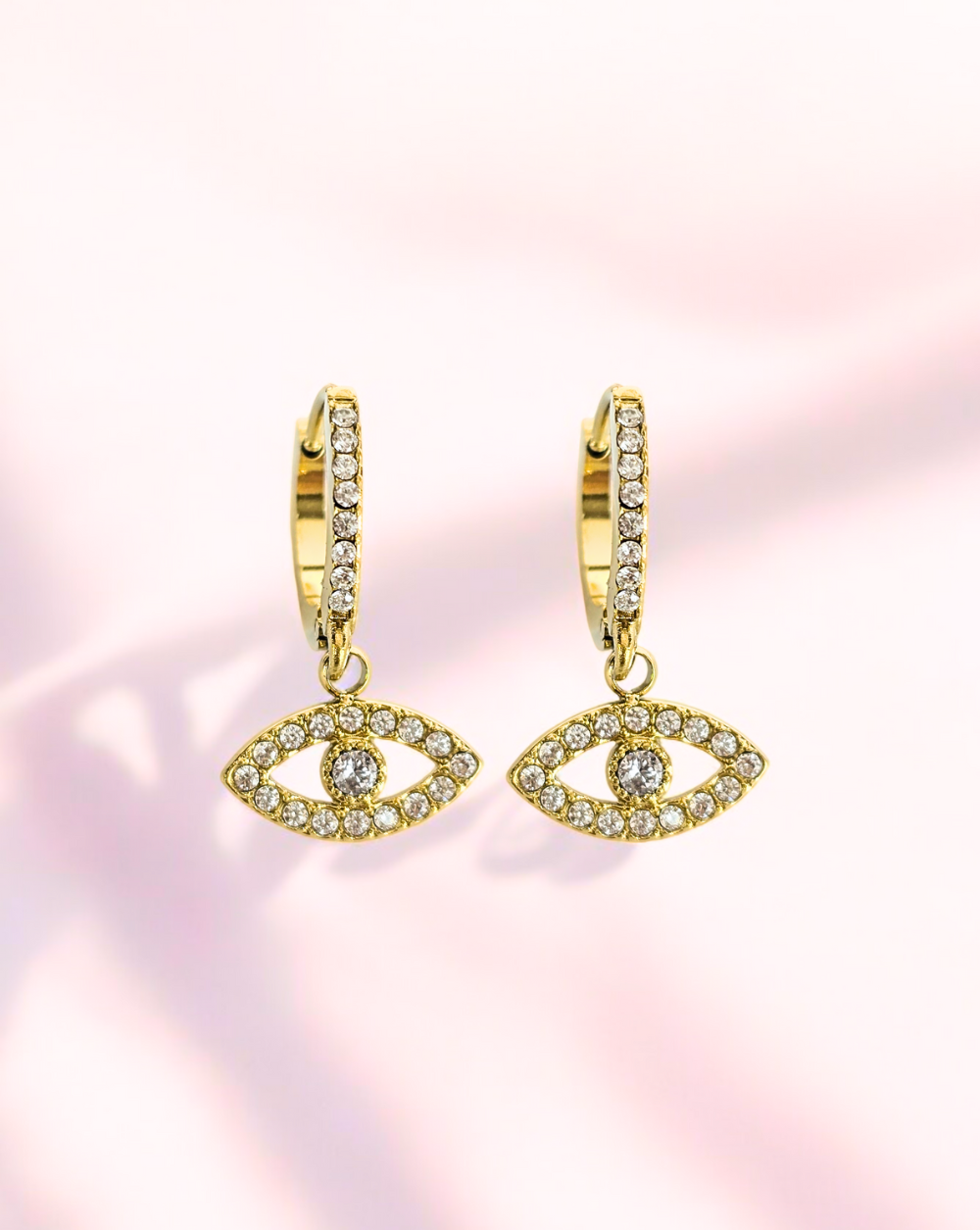 Runde Mini-Ohrringe mit Anhänger EVIL EYE