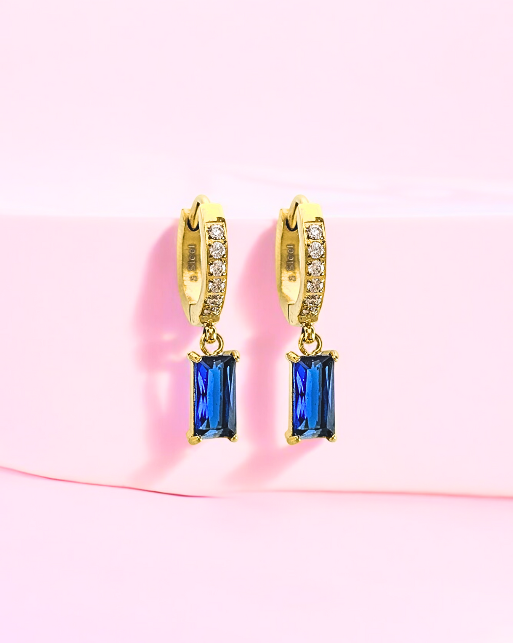 Okrogli uhani z obeskom DANGLING GEM Crystals | Različne barve