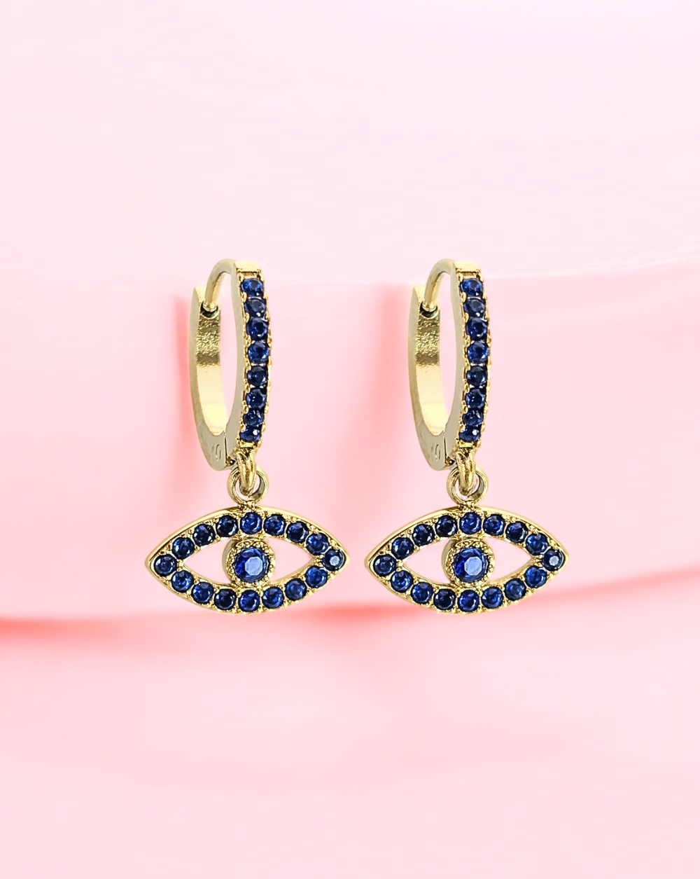 Runde Mini-Ohrringe mit Anhänger EVIL EYE