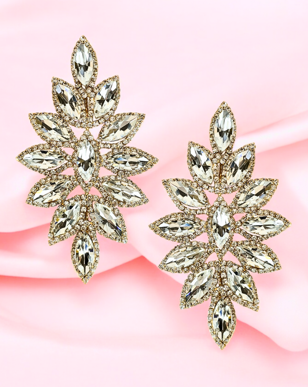 Viseči uhani s cirkoni FLOWERS | Gold