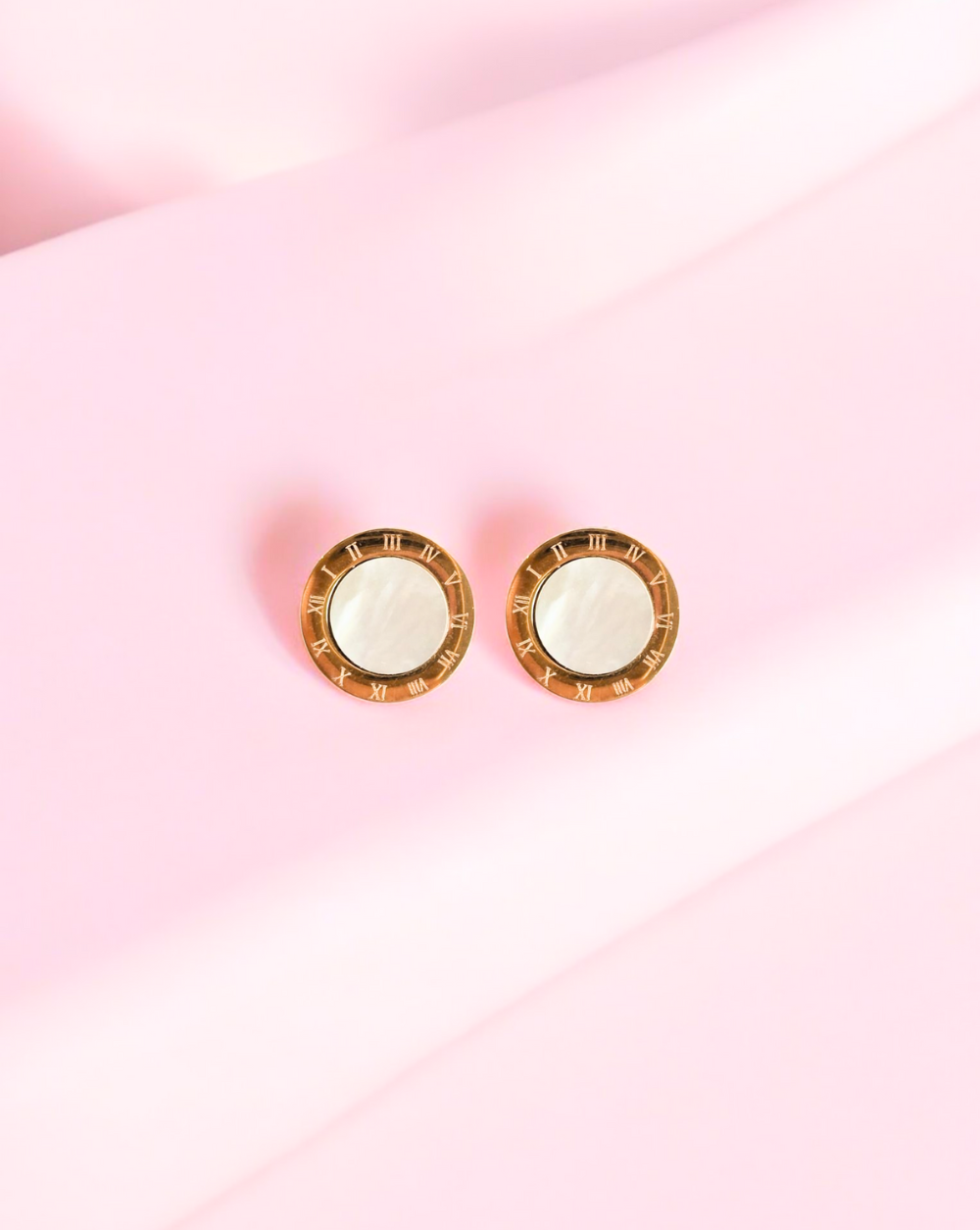 Vtični uhani KROGEC | Rose Gold/White