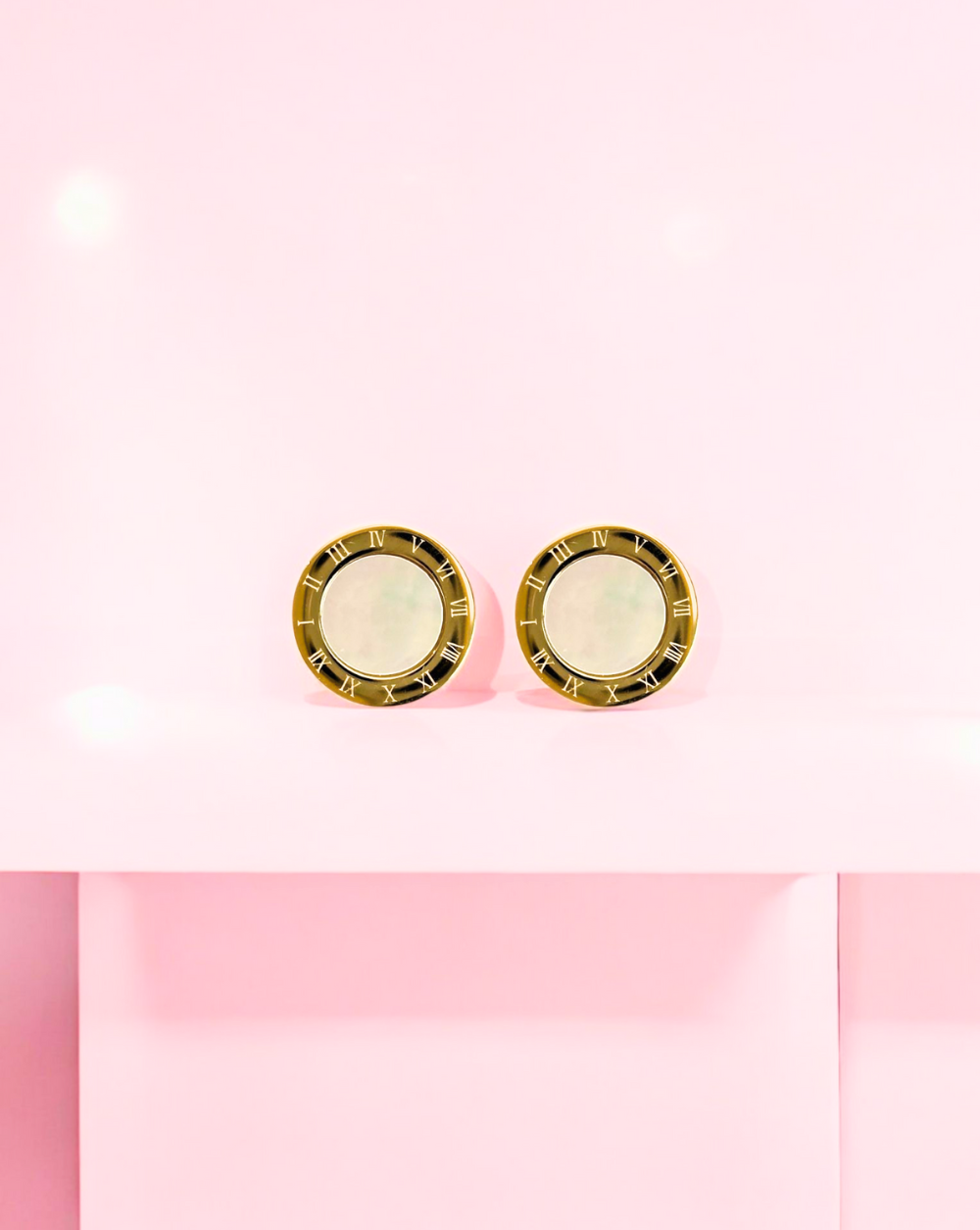 Runde Stecker-Ohrringe | Gold/Weiß