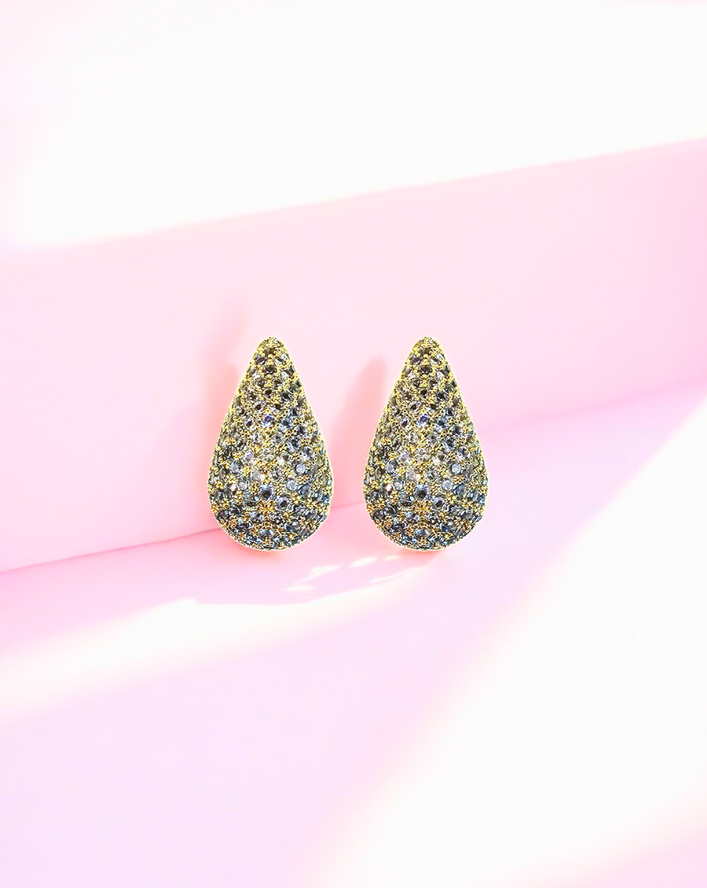 CHUNKY DROP Ohrringe mit Zirkonen | Blau