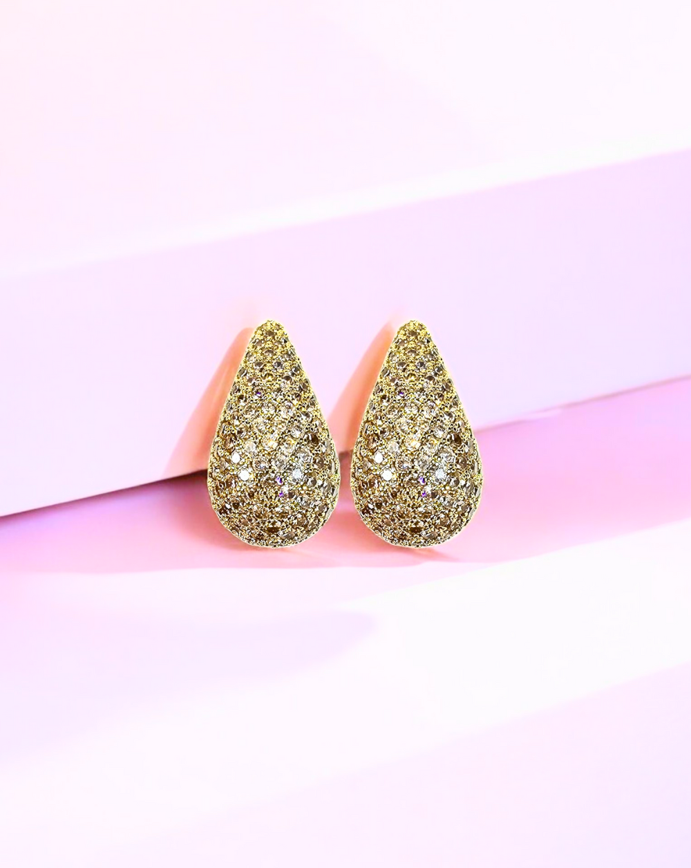 Uhani CHUNKY DROP s cirkoni | Gold