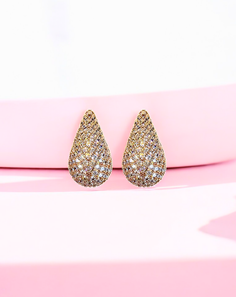 CHUNKY DROP Ohrringe mit Zirkonen | Roségold