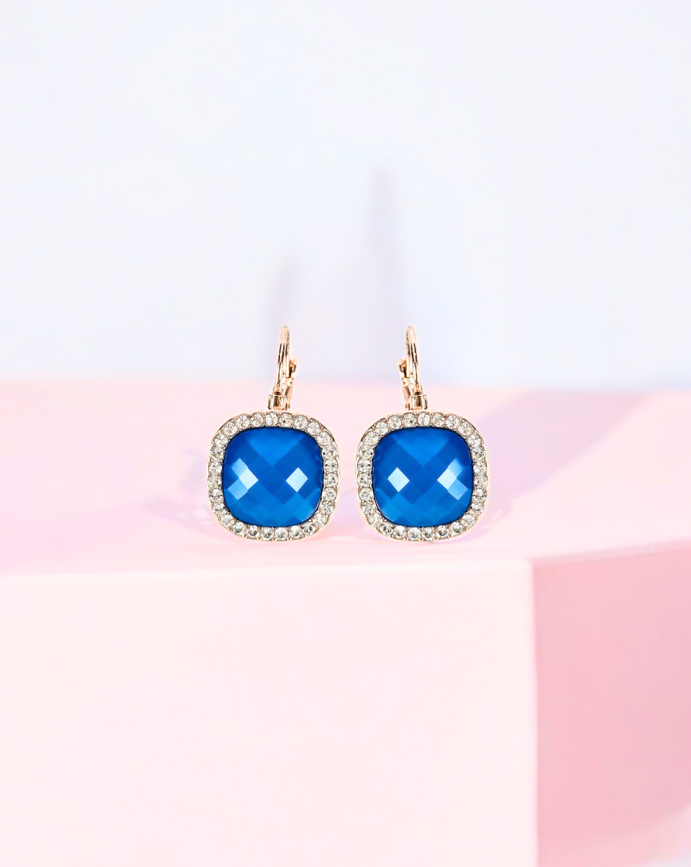 Hängeohrringe mit Strasssteinen | Blau