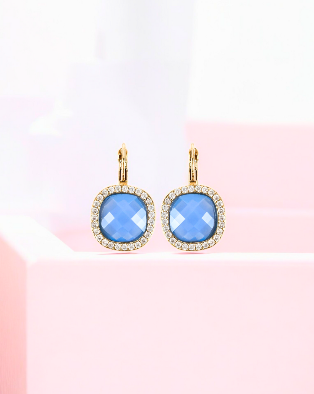 Hängeohrringe mit Strasssteinen | Baby Blau