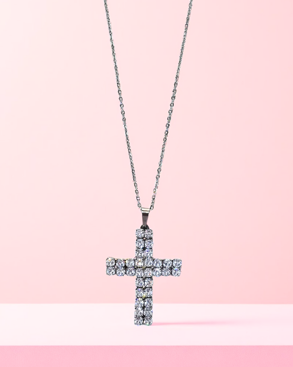 Halskette CROCE mit Zirkonen | Silver