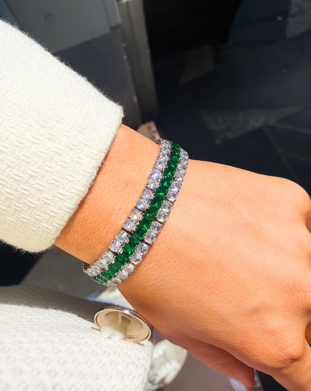Zapestnica s cirkoni EMERALD GLAM