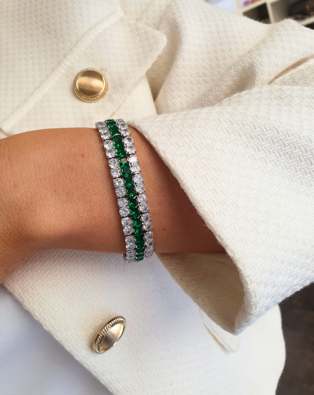 Zapestnica s cirkoni EMERALD GLAM