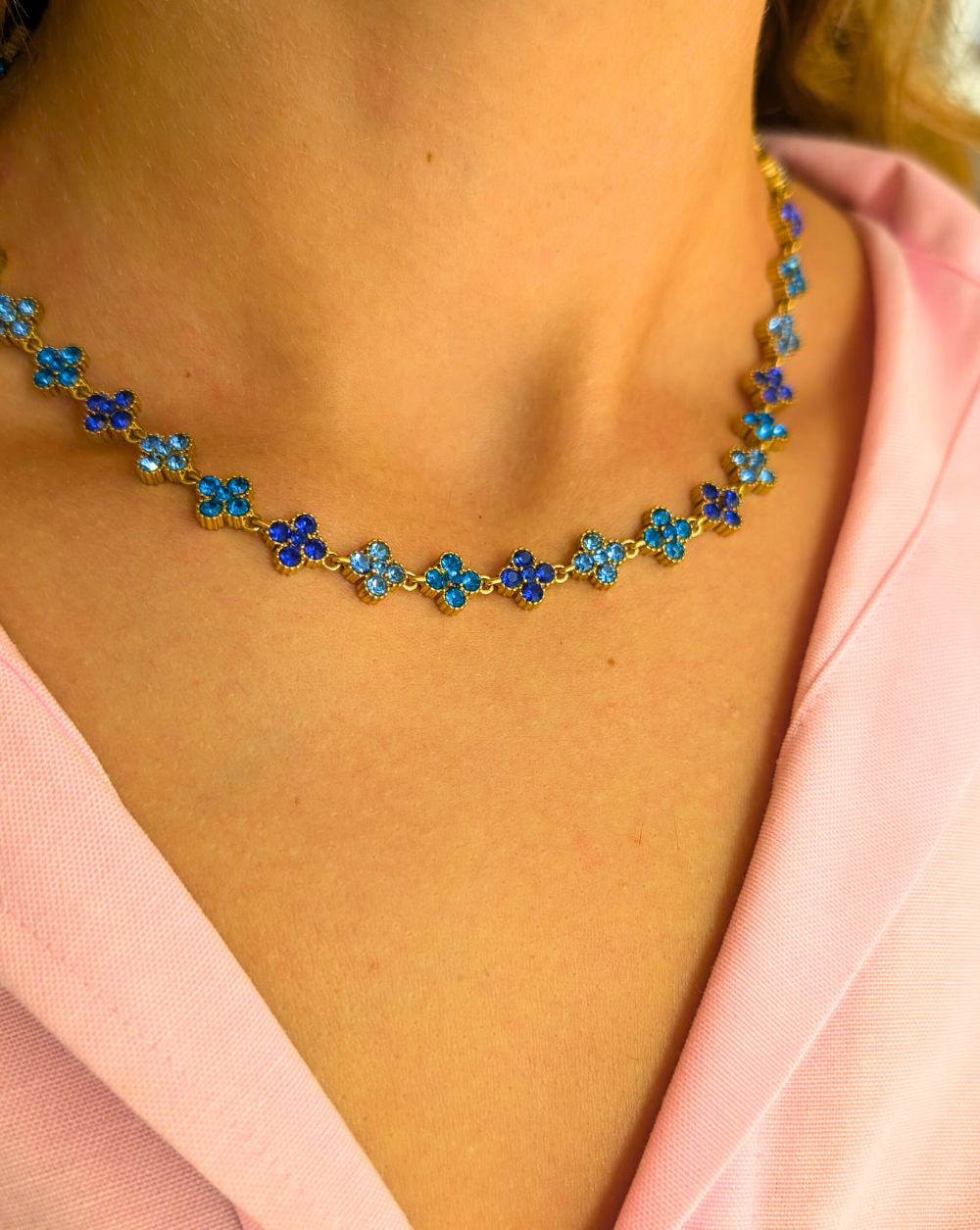 Halskette mit Strasssteinen GLAM FLOWERS | Verschiedene Farben